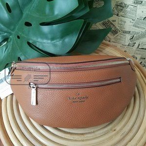 Kate Spade NWT Leila Belt Bag Fanny Pack Warm Ginger Bread Leather brown